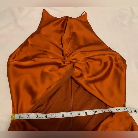 Andrea Iyamah Orange Reni Knotted Dress Size Large/US 10 New - Picture 9 of 15